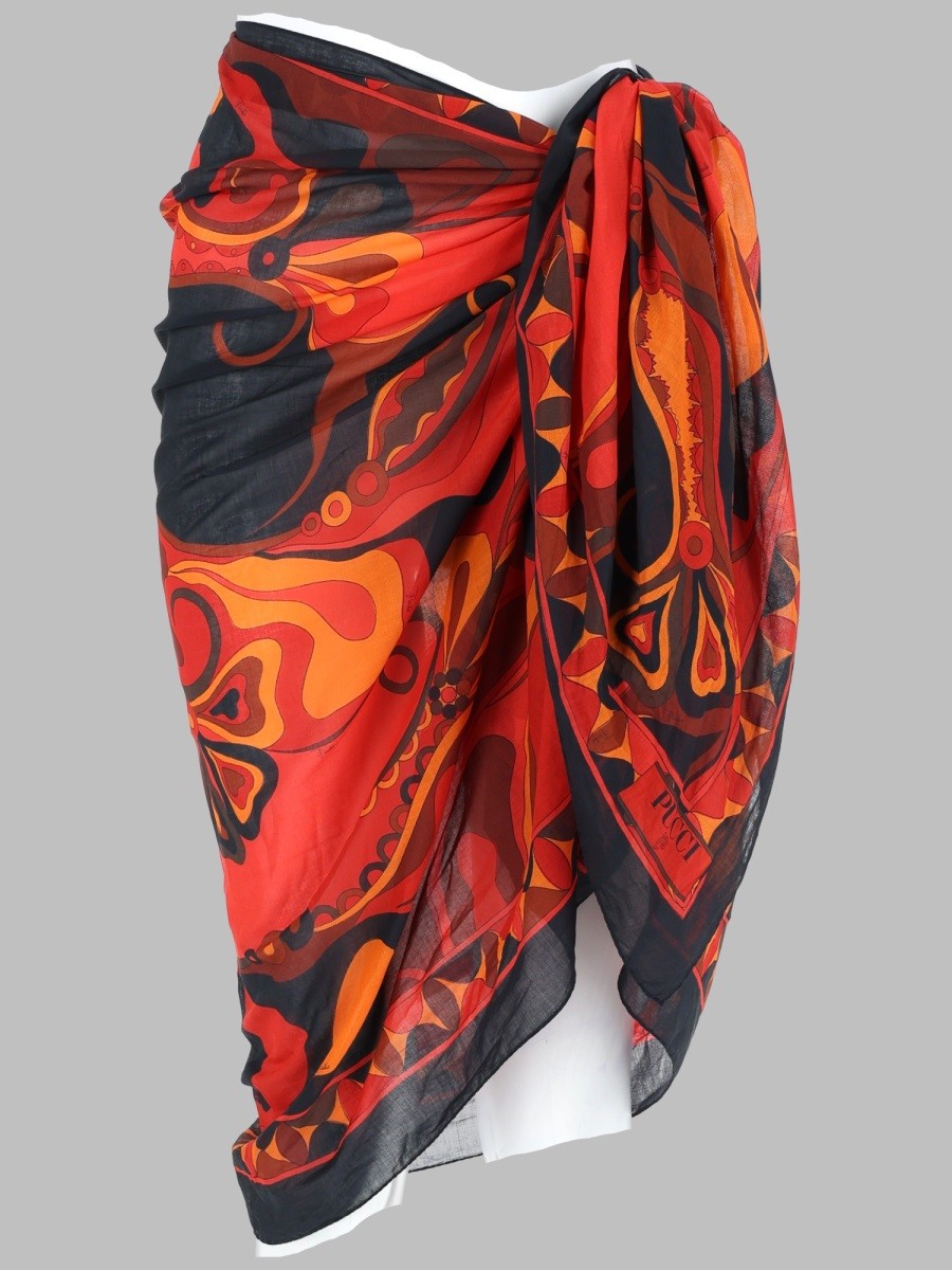 Pucci Women's Pareo in Stampa Orchidee Orange