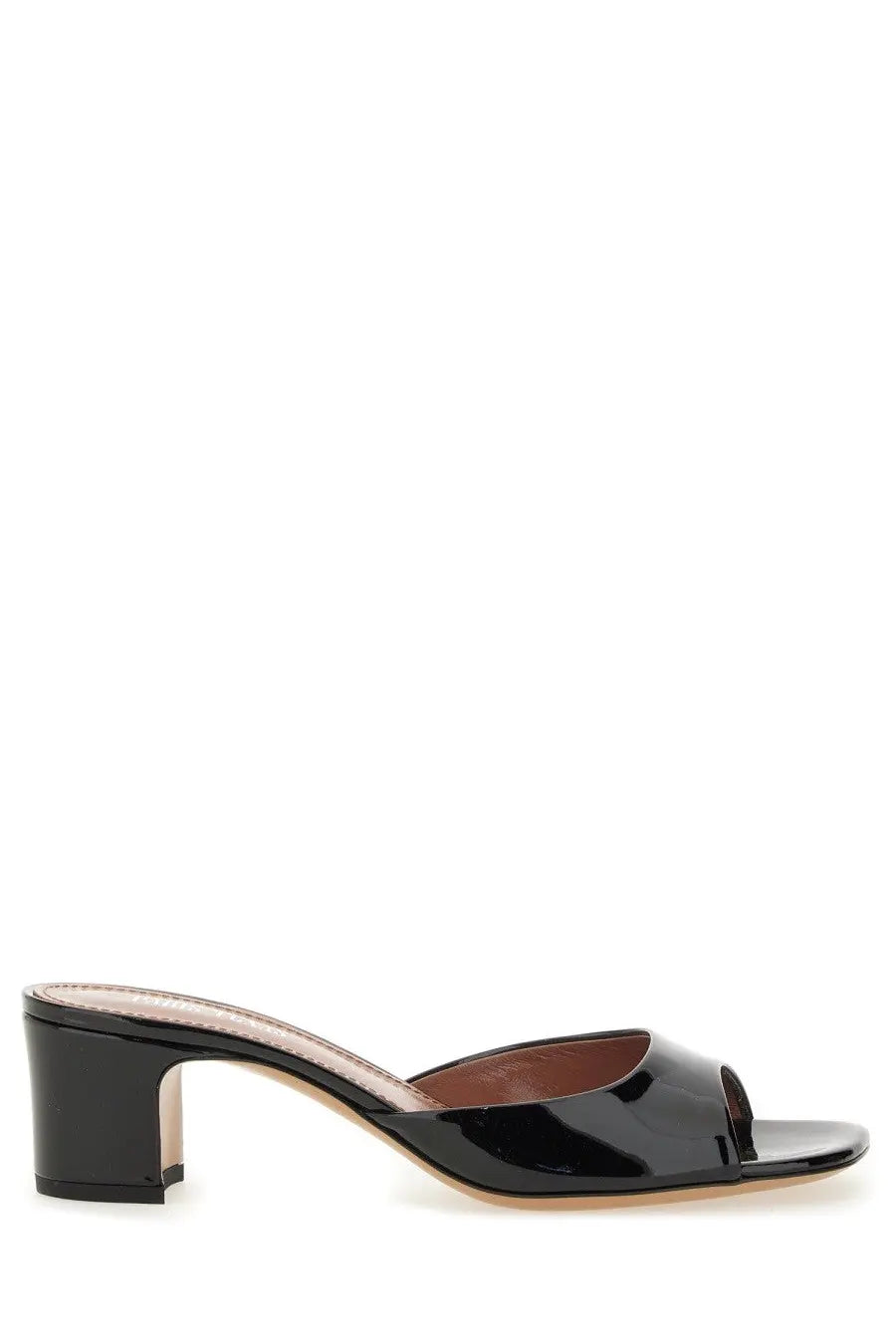 Paris Texas women’s sandalo lara black patent leather mule sandal with block heel and open toe