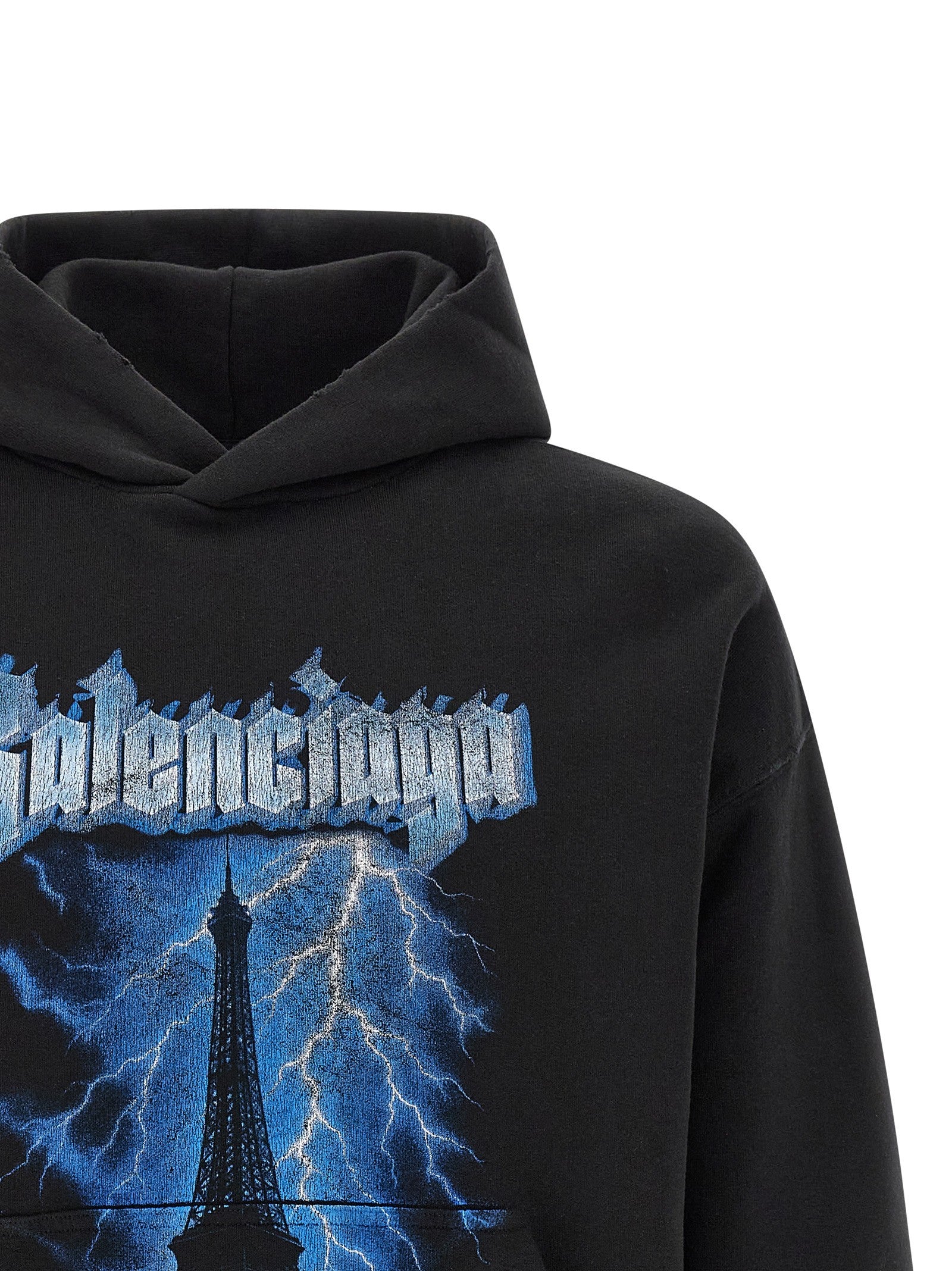 Balenciaga Paris Thunderstorm Hoodie Black
