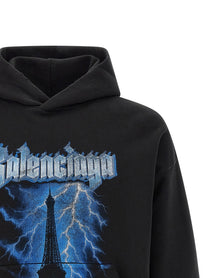 Balenciaga Paris Thunderstorm Hoodie Black