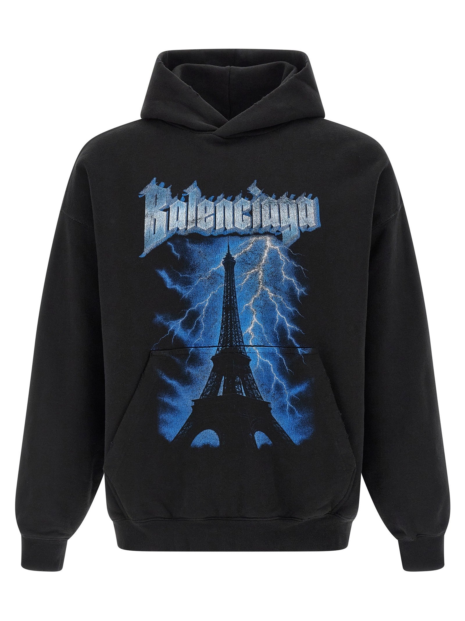 Balenciaga Paris Thunderstorm Hoodie Black