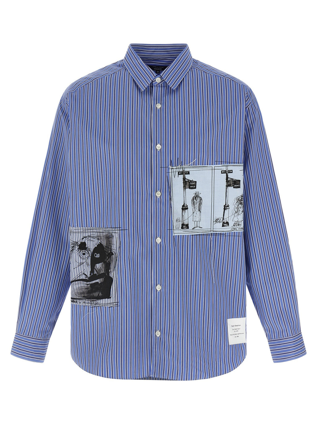 Comme Des Garҫons Homme Patch Striped Shirt Blue