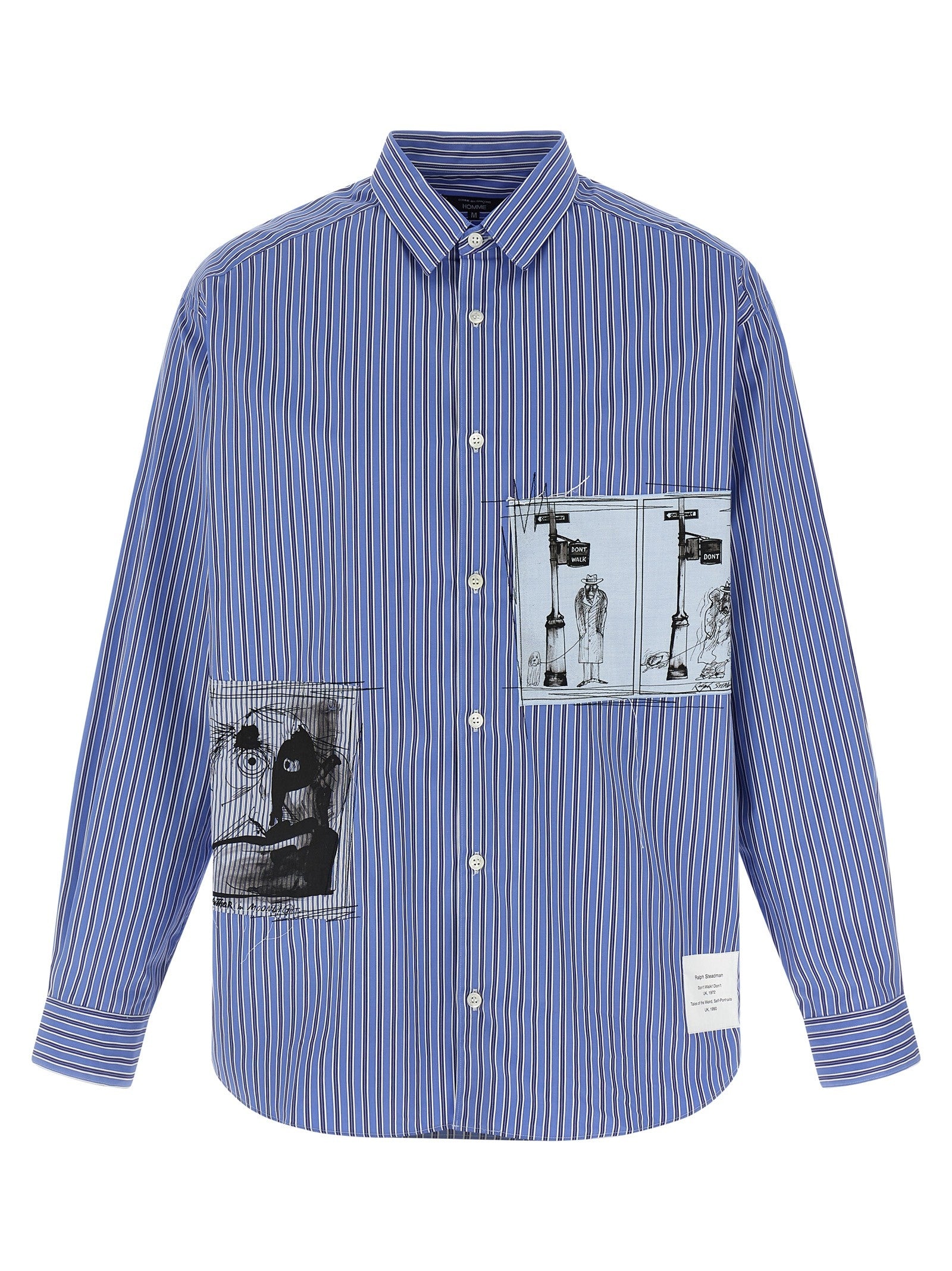 Comme Des Garҫons Homme Patch Striped Shirt Blue