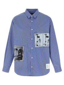 Comme Des Garҫons Homme Patch Striped Shirt Blue
