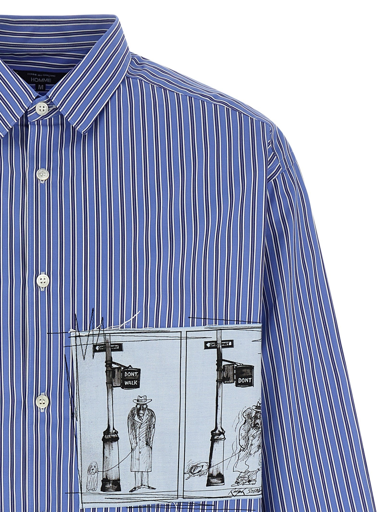 Comme Des Garҫons Homme Patch Striped Shirt Blue