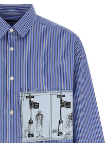 Comme Des Garҫons Homme Patch Striped Shirt Blue
