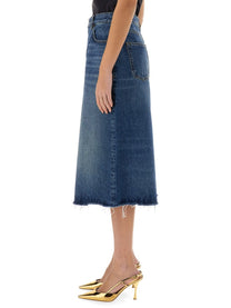 Chloé Women's Patchwork Denim Bermuda Shorts Blue, view 4