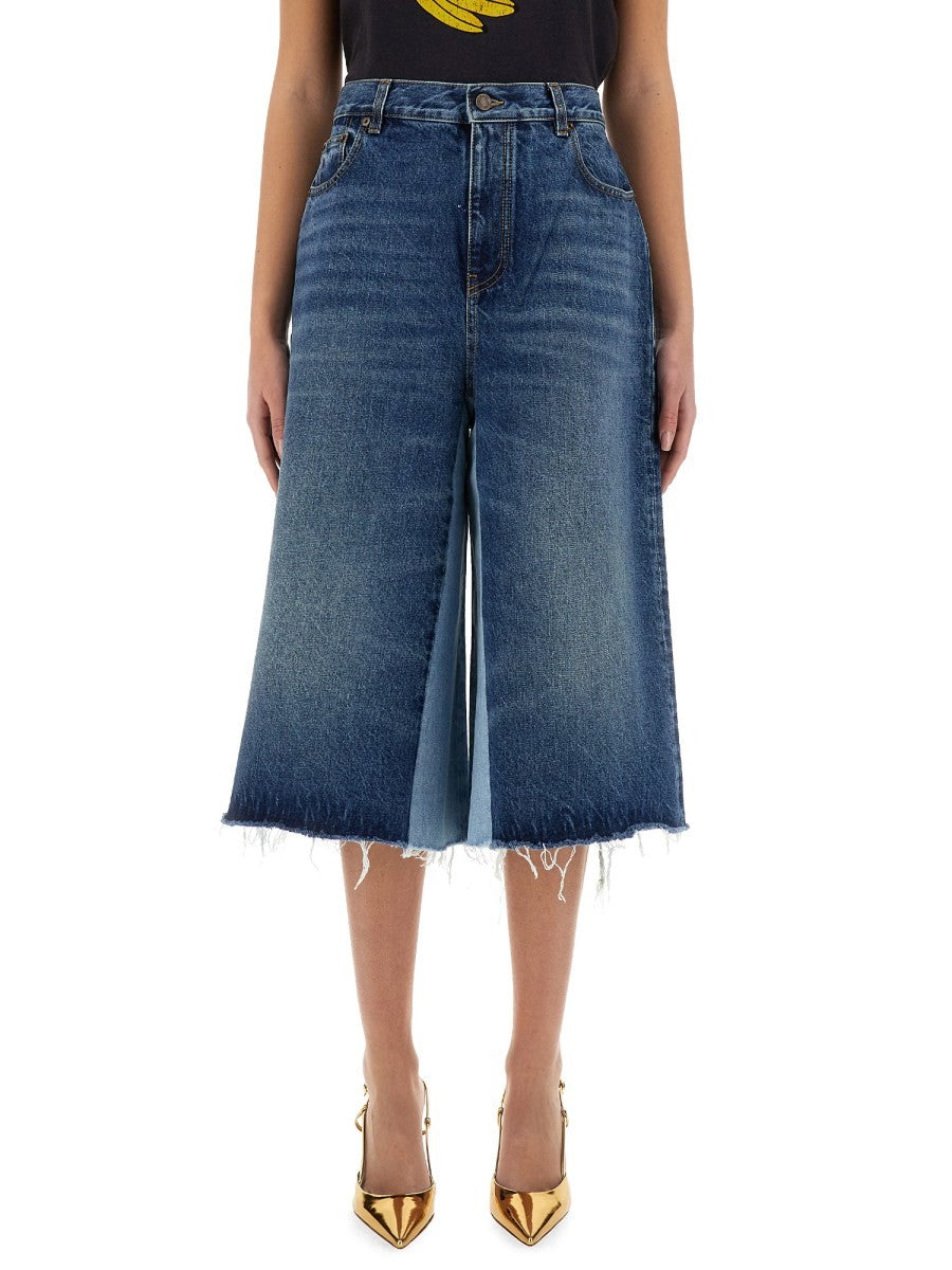 Chloé Women's Patchwork Denim Bermuda Shorts Blue