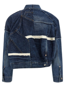 Sacai Patchwork Denim Jacket Blue