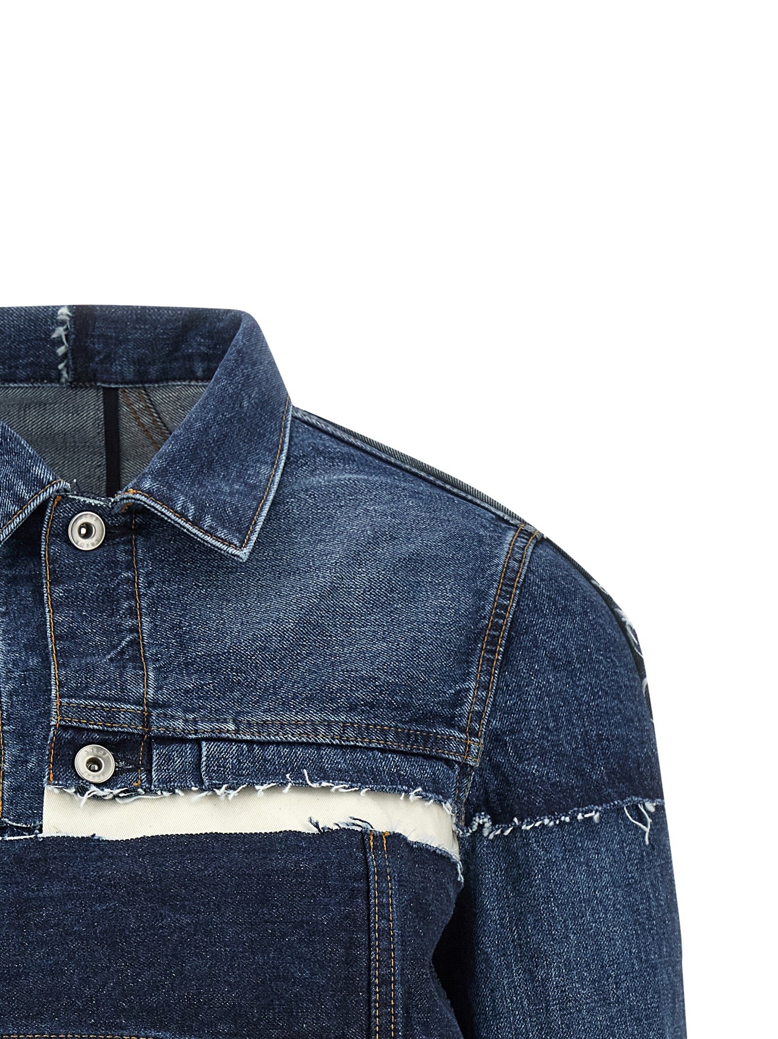 Sacai Patchwork Denim Jacket Blue