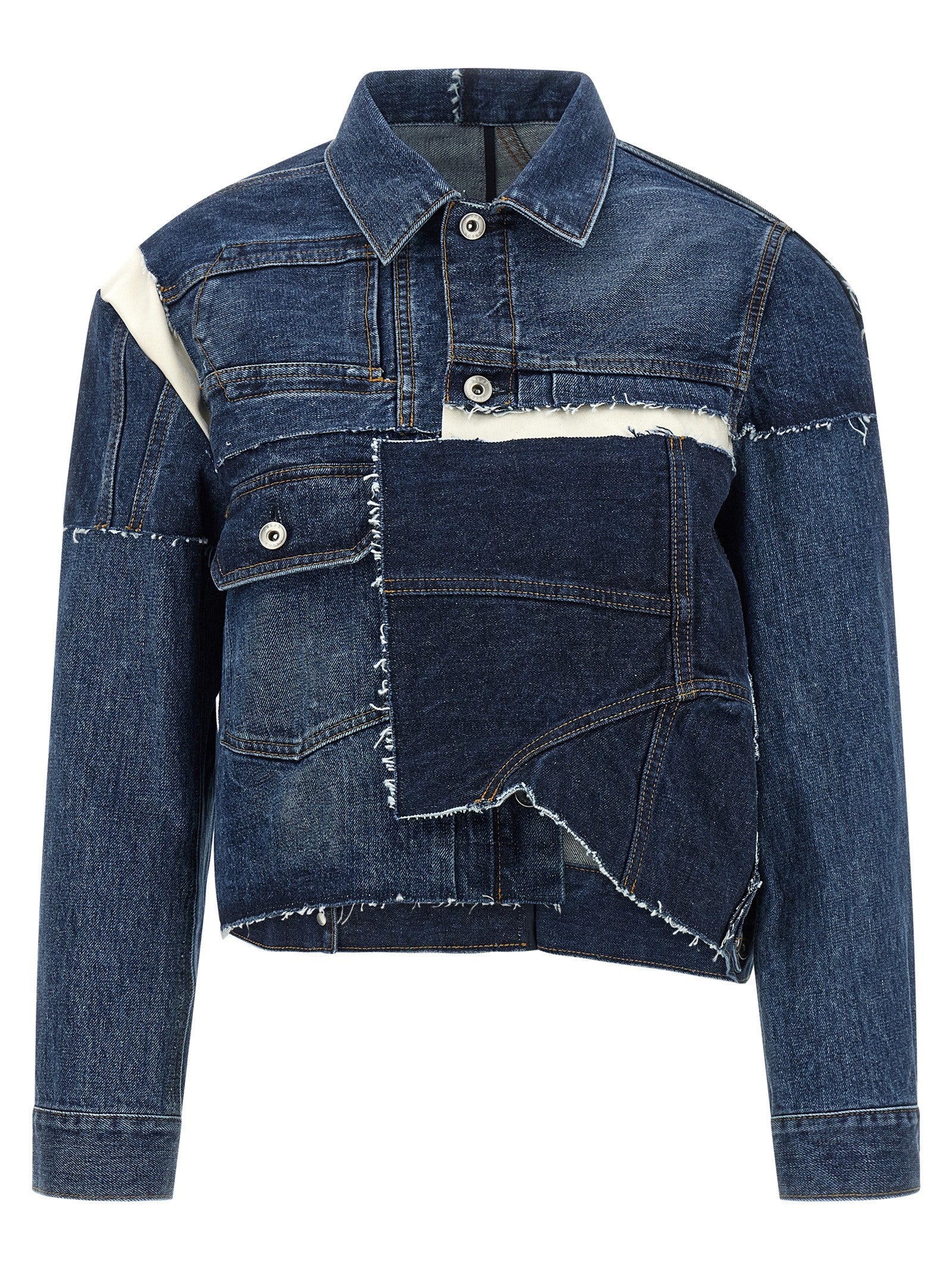 Sacai Patchwork Denim Jacket Blue