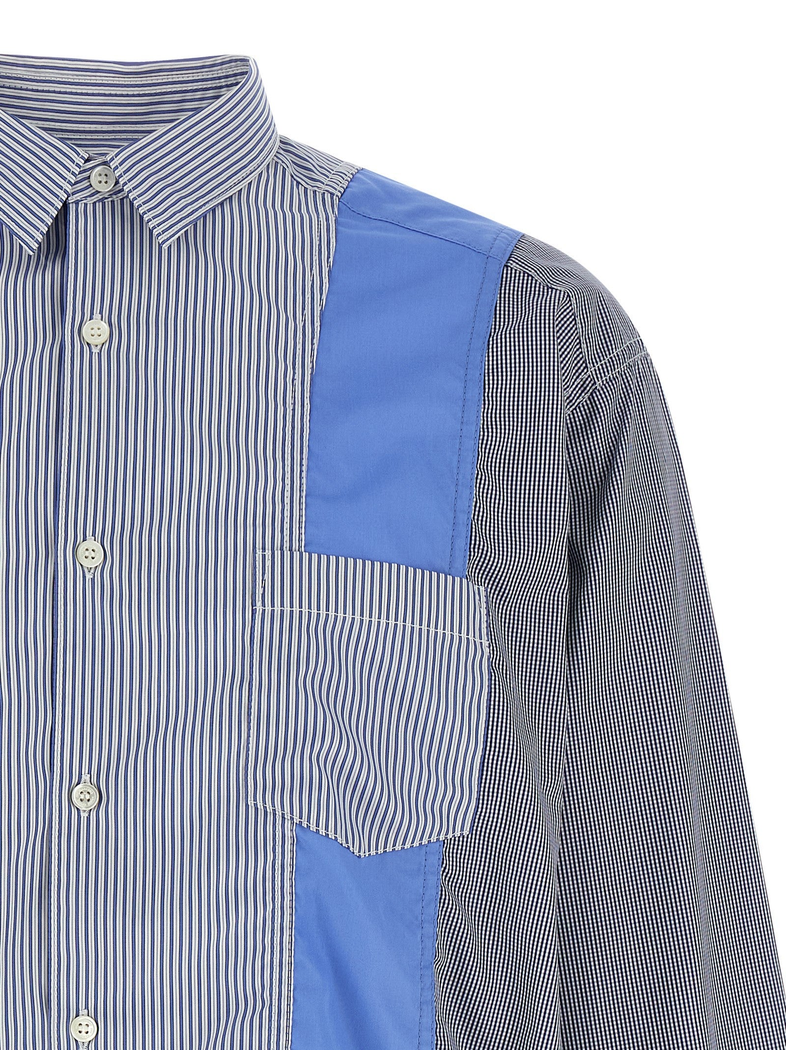 Comme Des Garҫons Homme Patchwork Shirt Blue