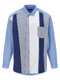 Comme Des Garҫons Homme Patchwork Shirt Blue