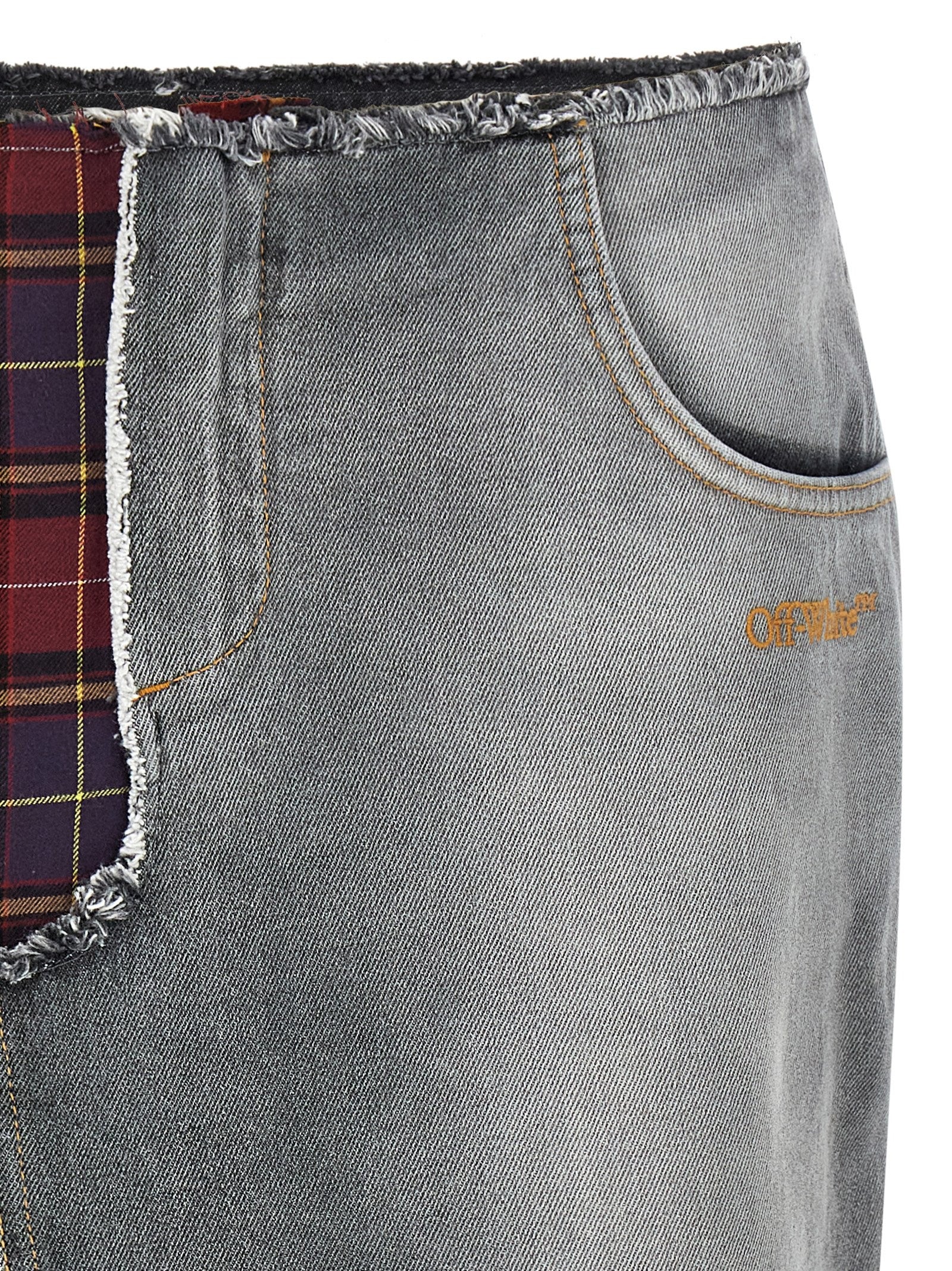 Off-White Patchwork Skirt Gold