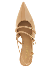 Twin Set Patent Leather Slingback Beige