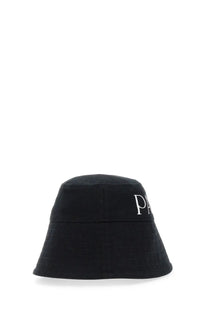 Patou women’s black bucket hat made of fabric with a white embroidered logo on the front for casual wear