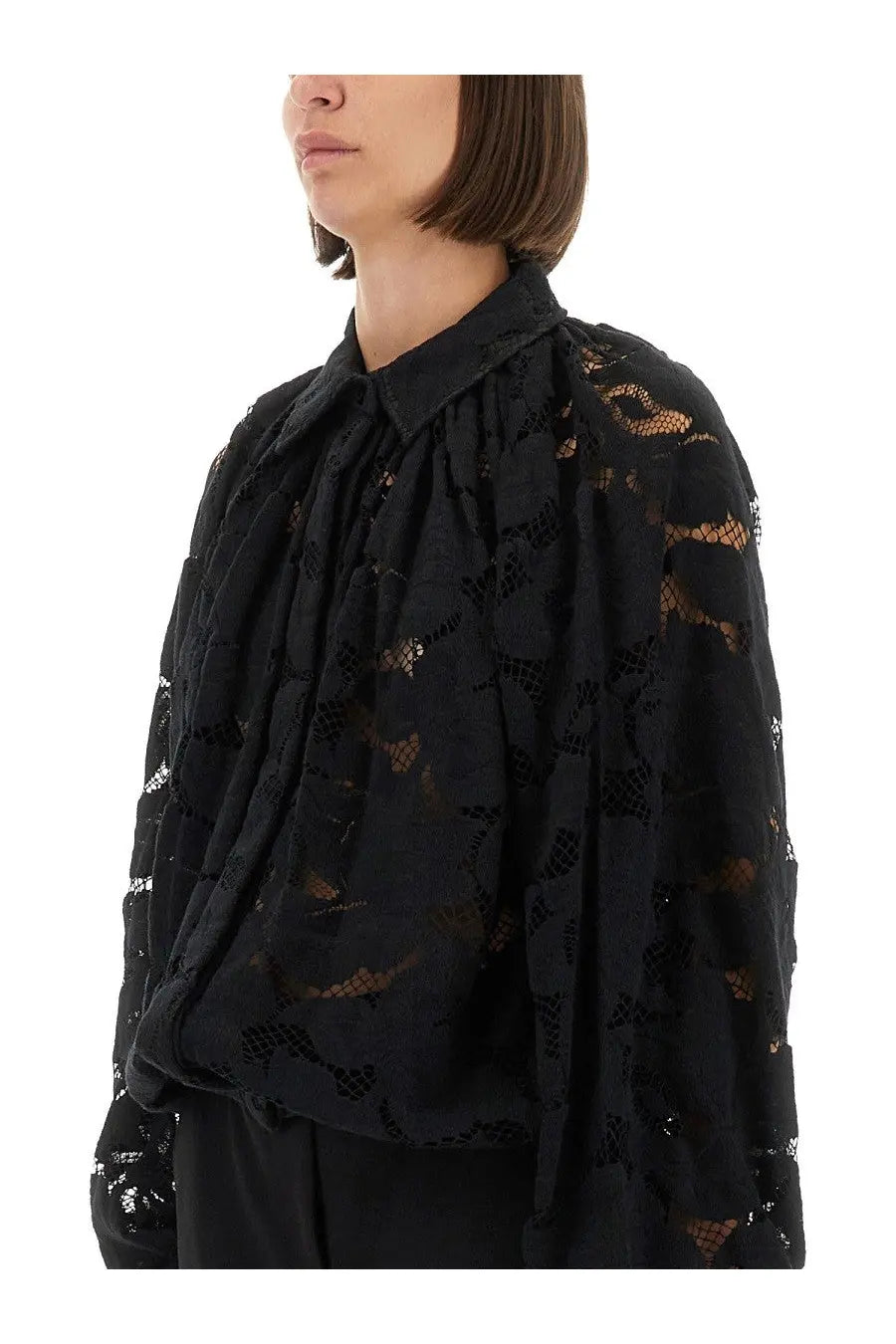 Patou Women's Lace Balloon Blouse Black, view 4