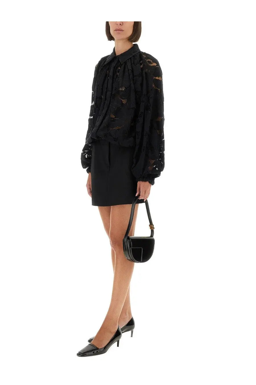Patou Women's Lace Balloon Blouse Black, view 2