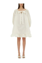 Patou Women's Ruffle Hem Dress White