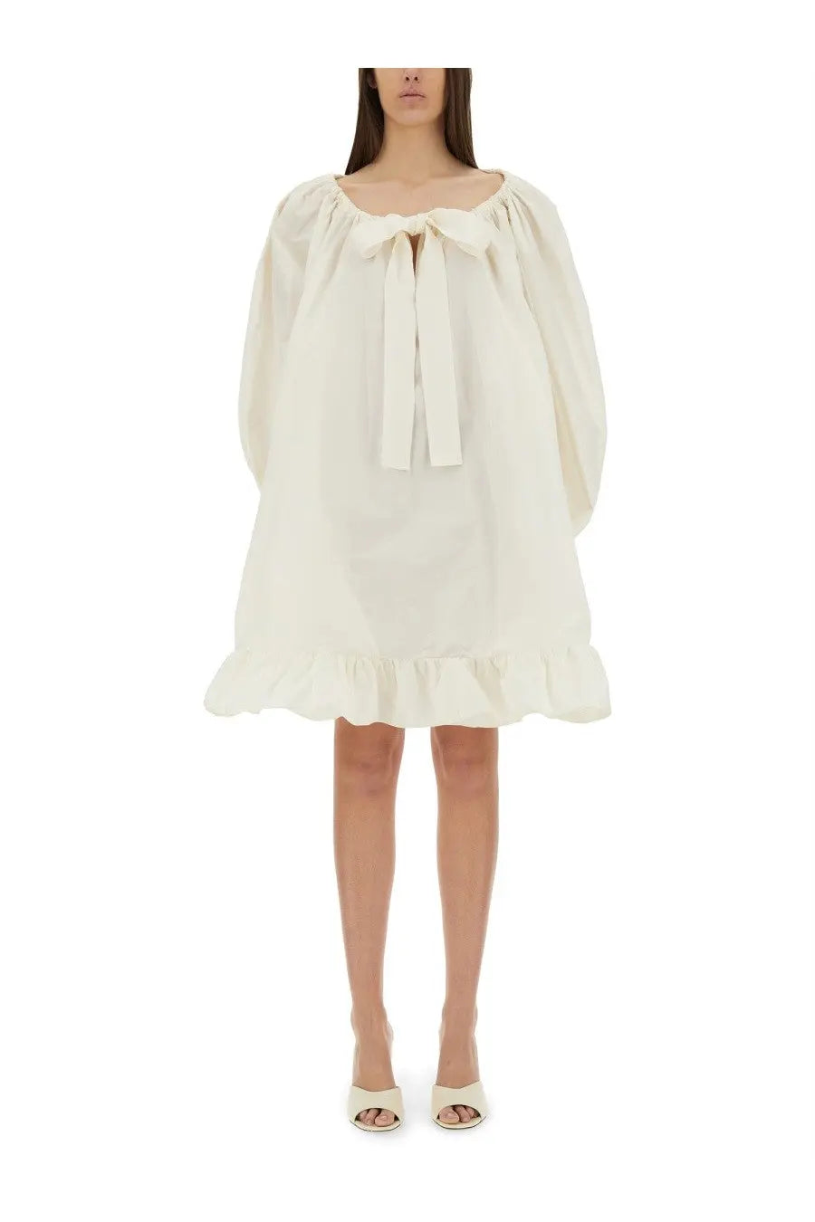 Patou Women's Ruffle Hem Dress White