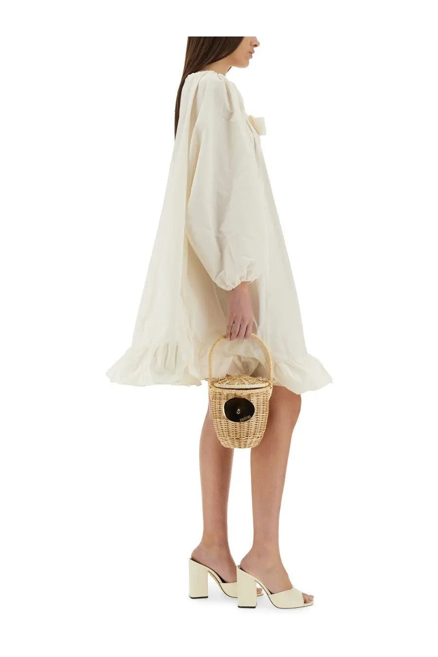 Patou Women's Ruffle Hem Dress White, view 2