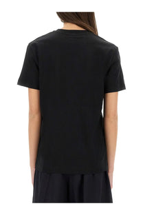 Patou women’s black short-sleeved t-shirt with crew neck and minimalist design in soft cotton fabric