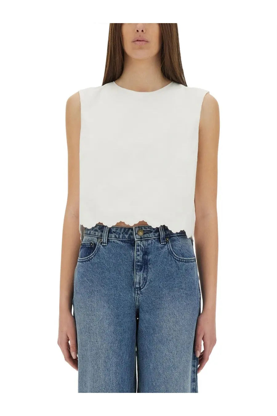 Patou Women's Short Poplin Top White
