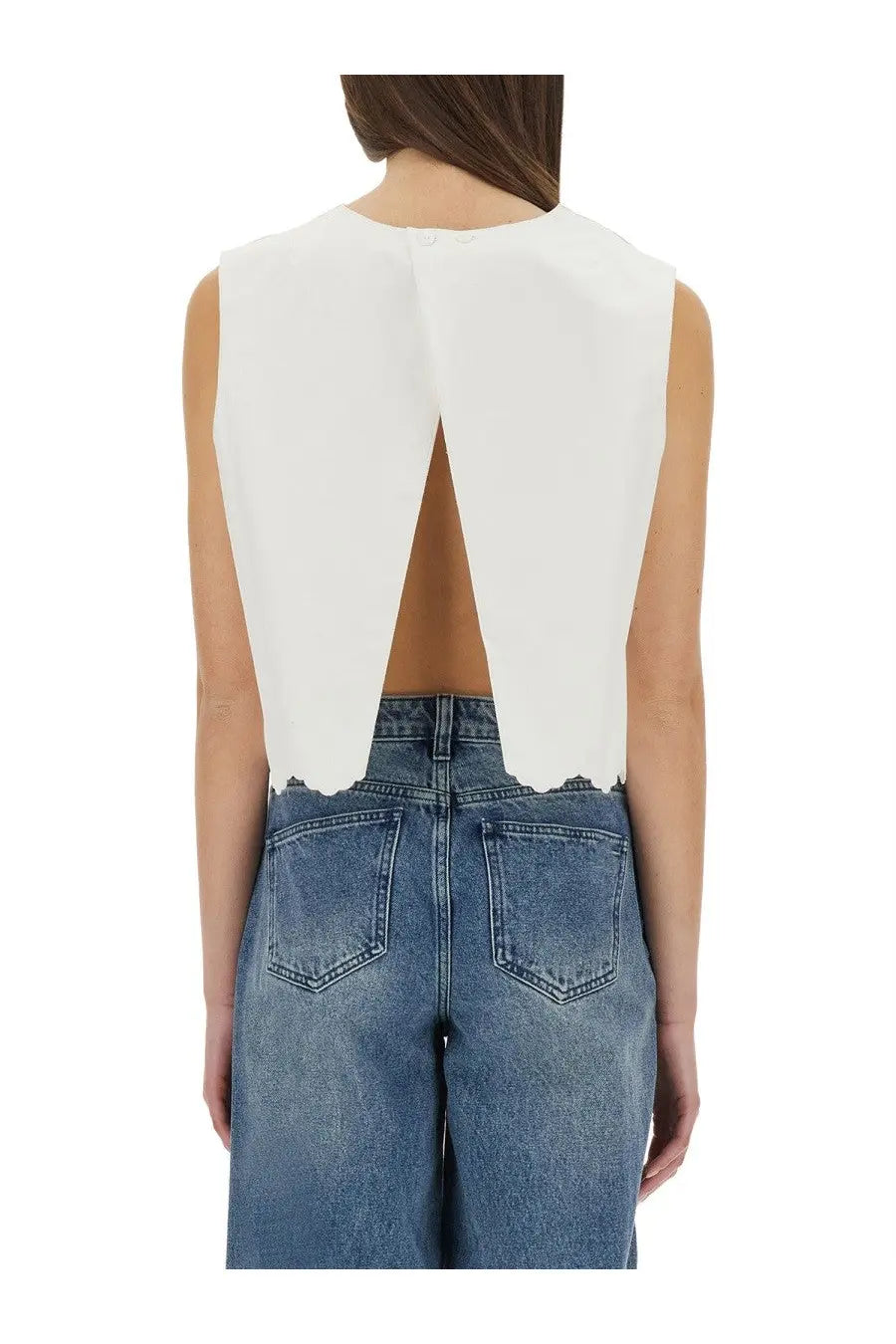 Patou Women's Short Poplin Top White, view 3