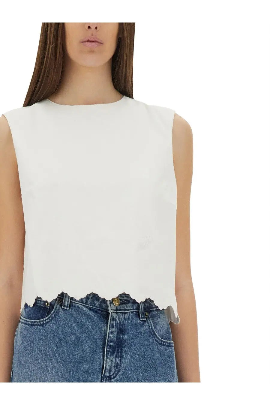 Patou Women's Short Poplin Top White, view 4