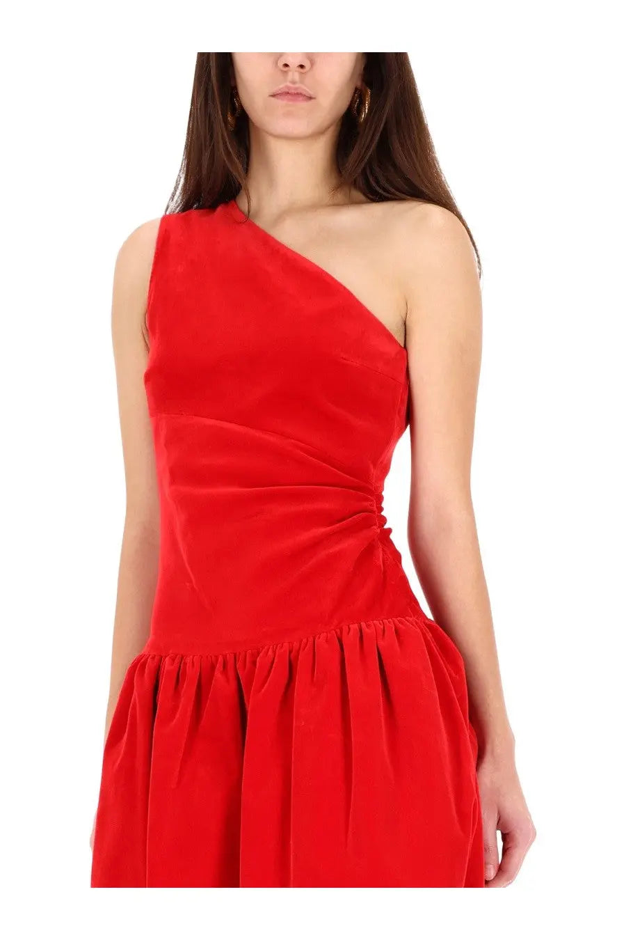 Patou Women's One Shoulder Mini Dress Bloomer Effect Red, view 4