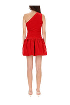 Patou Women's One Shoulder Mini Dress Bloomer Effect Red, view 3