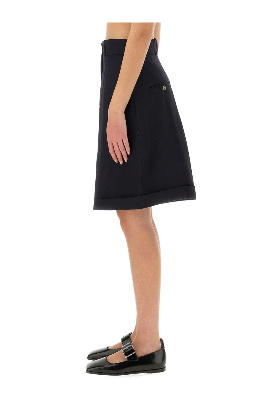 Patou Women's Wool Bermuda Shorts Blue, view 4