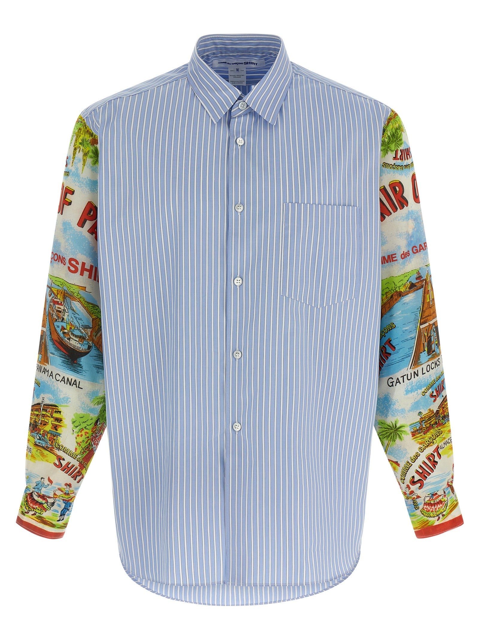 Comme Des Garcons Shirt Patterned Sleeve Shirt Gold