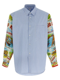 Comme Des Garcons Shirt Patterned Sleeve Shirt Gold