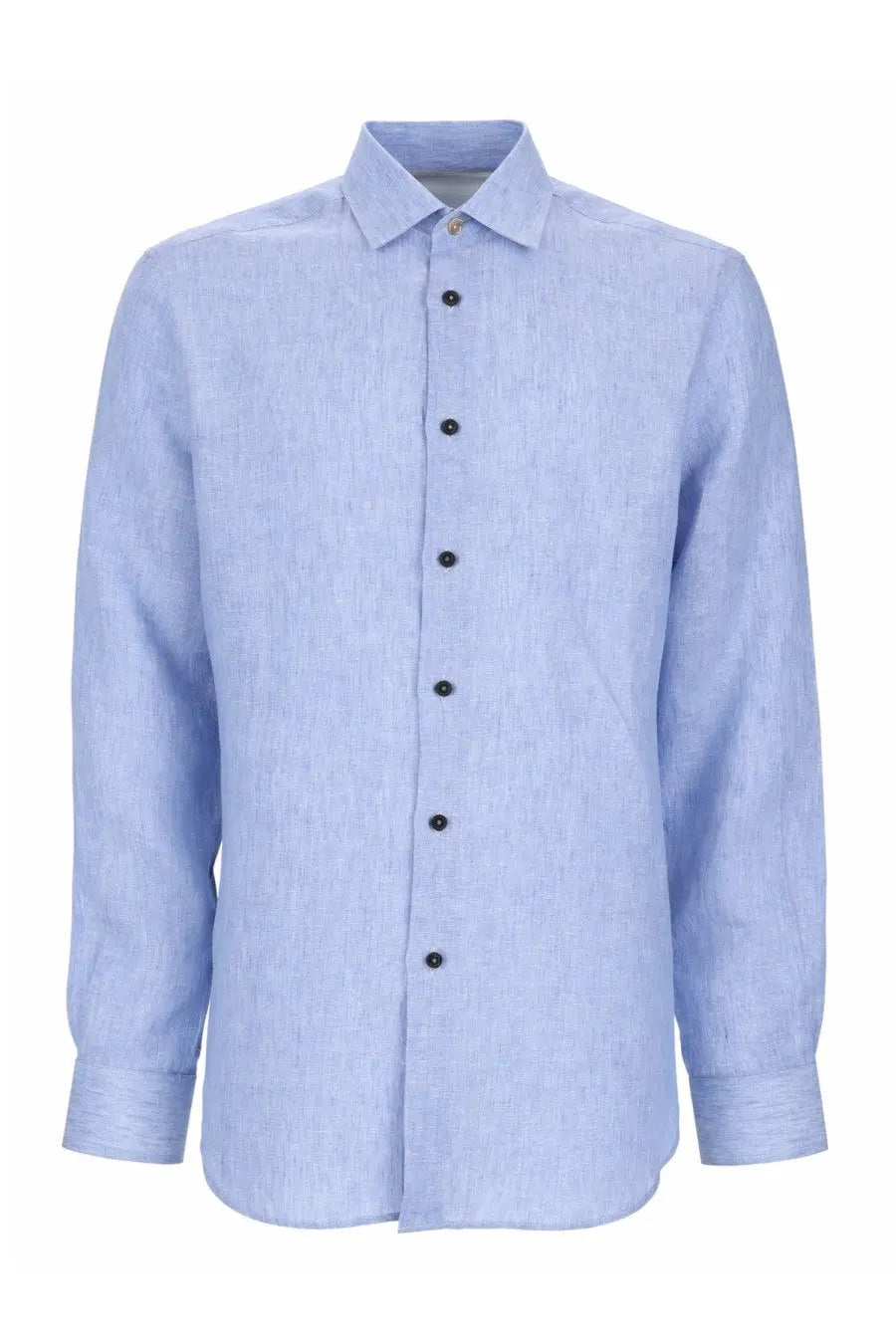 Paul Smith men’s camicia in lino blue light blue linen button-down shirt with subtle texture and black buttons