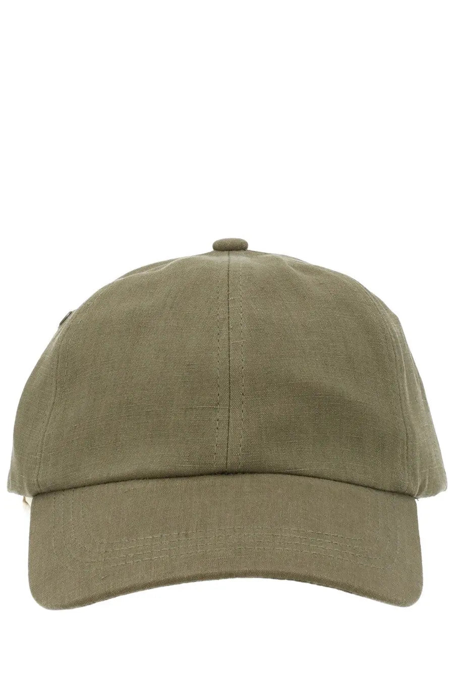 Paul Smith men’s olive green linen baseball cap with structured crown and curved brim made of cotton