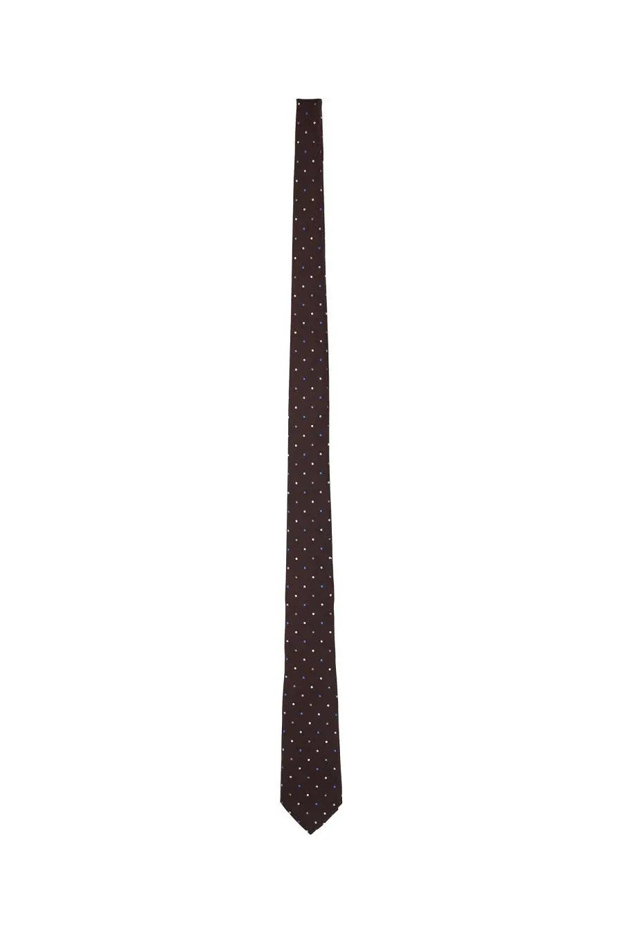 Paul Smith men’s dark brown tie with subtle small white polka dots suitable for formal wear