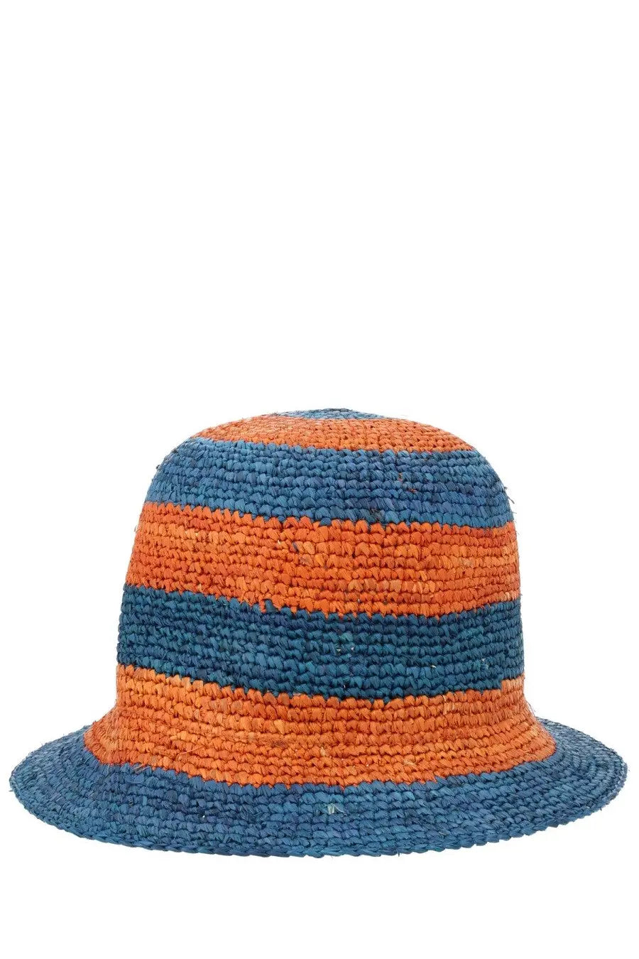 Paul Smith women’s cappello con patch blue woven bucket hat with vibrant orange and deep blue horizontal stripes