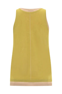 Paul Smith women’s rayon tank top in mustard yellow with cream ribbed trim and vertical seam detail