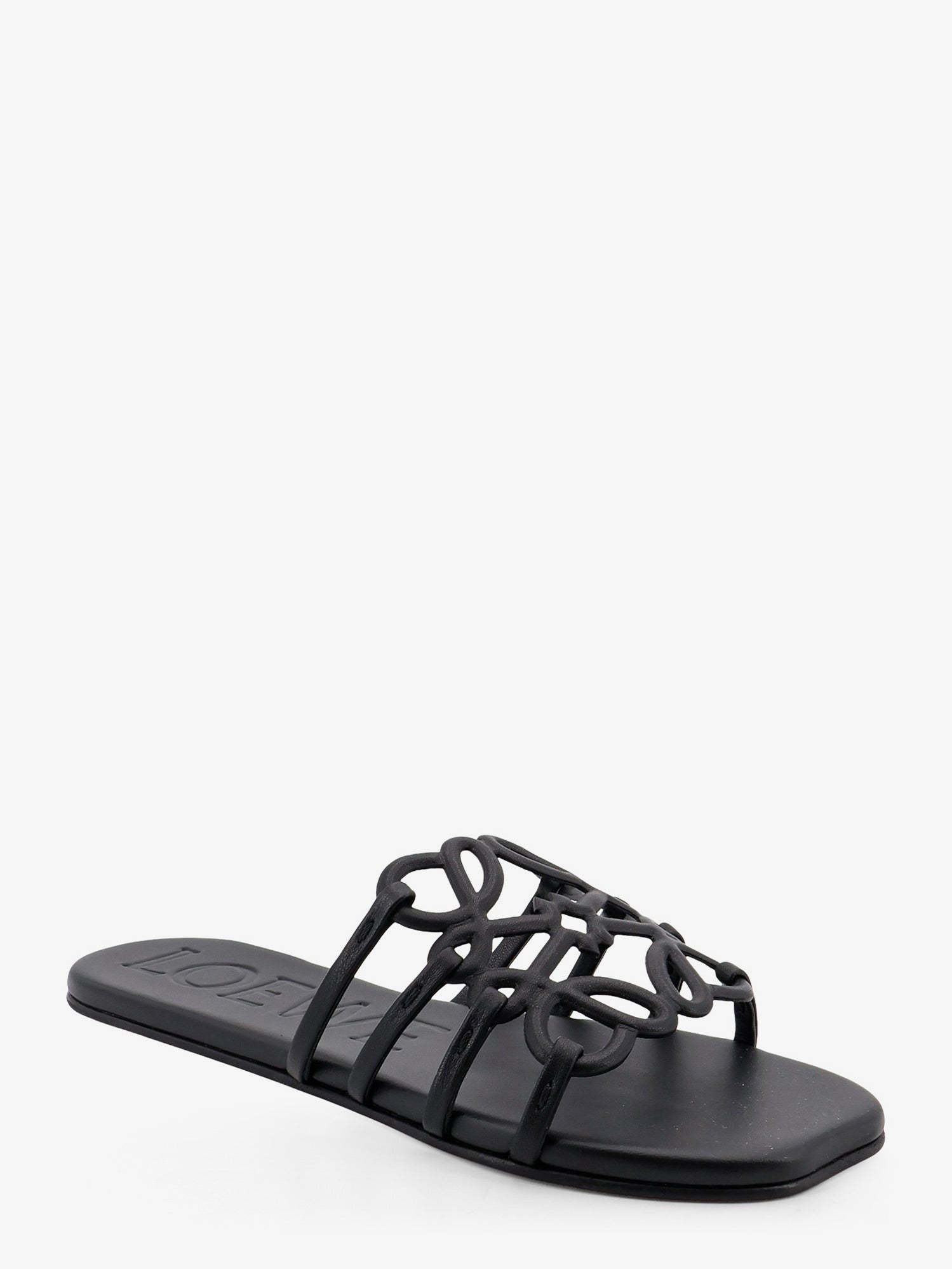 Loewe Women's Paulas Ibiza Aangram Petal Leather Sandals Black