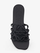 Loewe Women's Paulas Ibiza Aangram Petal Leather Sandals Black, view 5