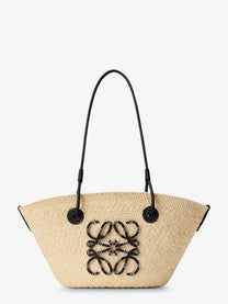 Loewe Women's Paulas Ibiza Anagram Palm Leaves and Leather Shoulder Bag Black