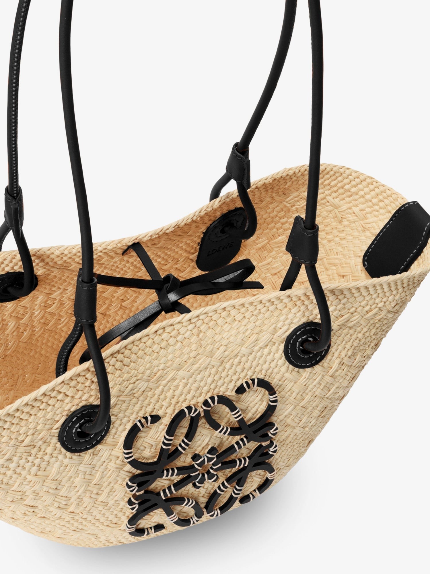 Loewe Women's Paulas Ibiza Anagram Palm Leaves and Leather Shoulder Bag Black