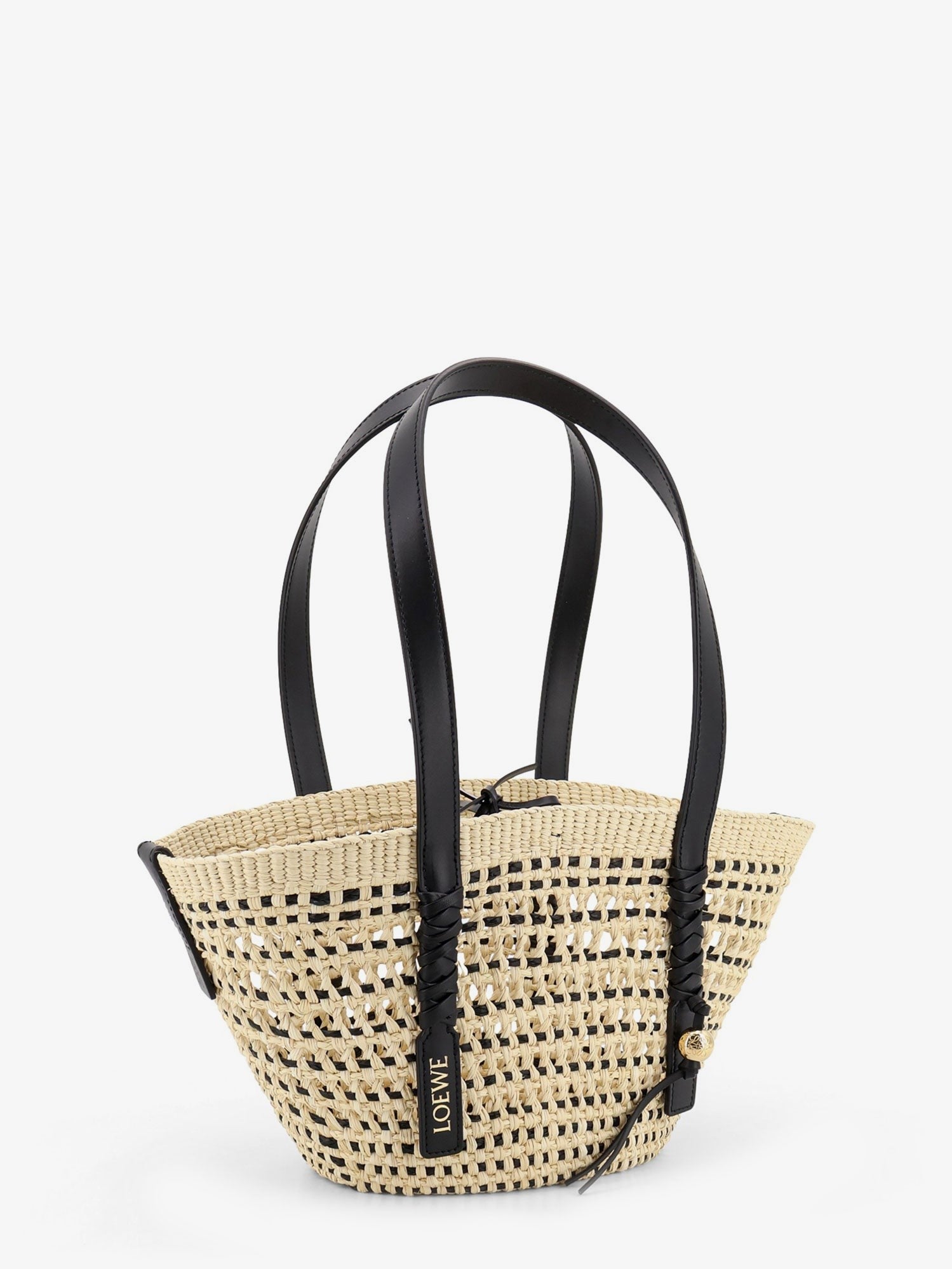 Loewe Women's Paulas Ibiza Braid Basket Small Iraca Palm Leaf Shoulder Bag Black