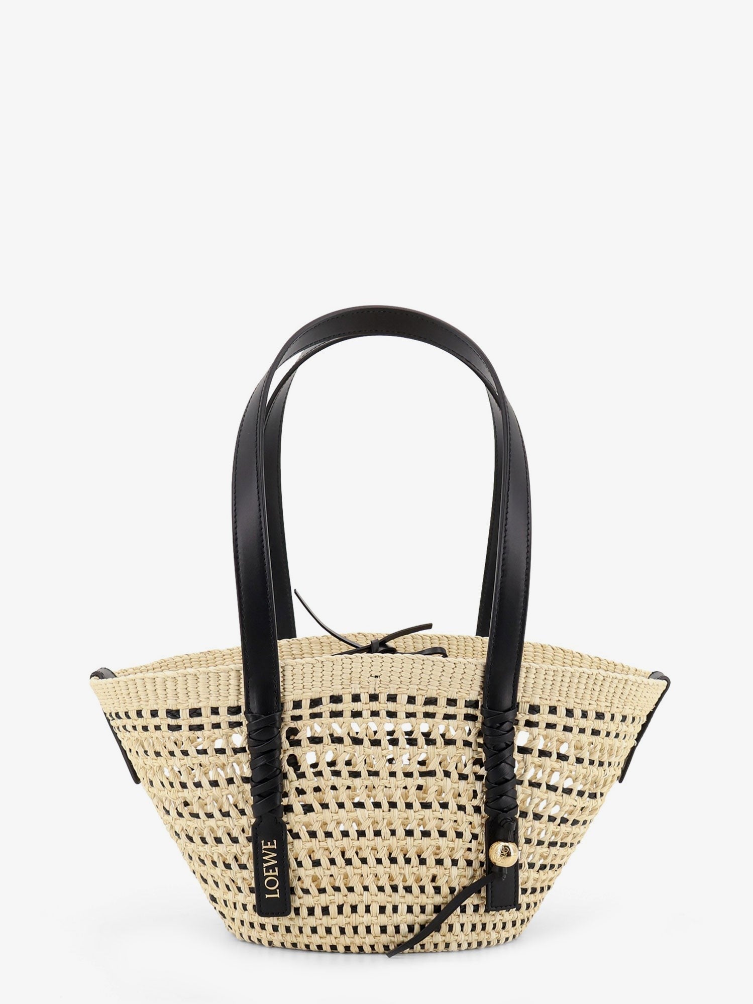 Loewe Women's Paulas Ibiza Braid Basket Small Iraca Palm Leaf Shoulder Bag Black