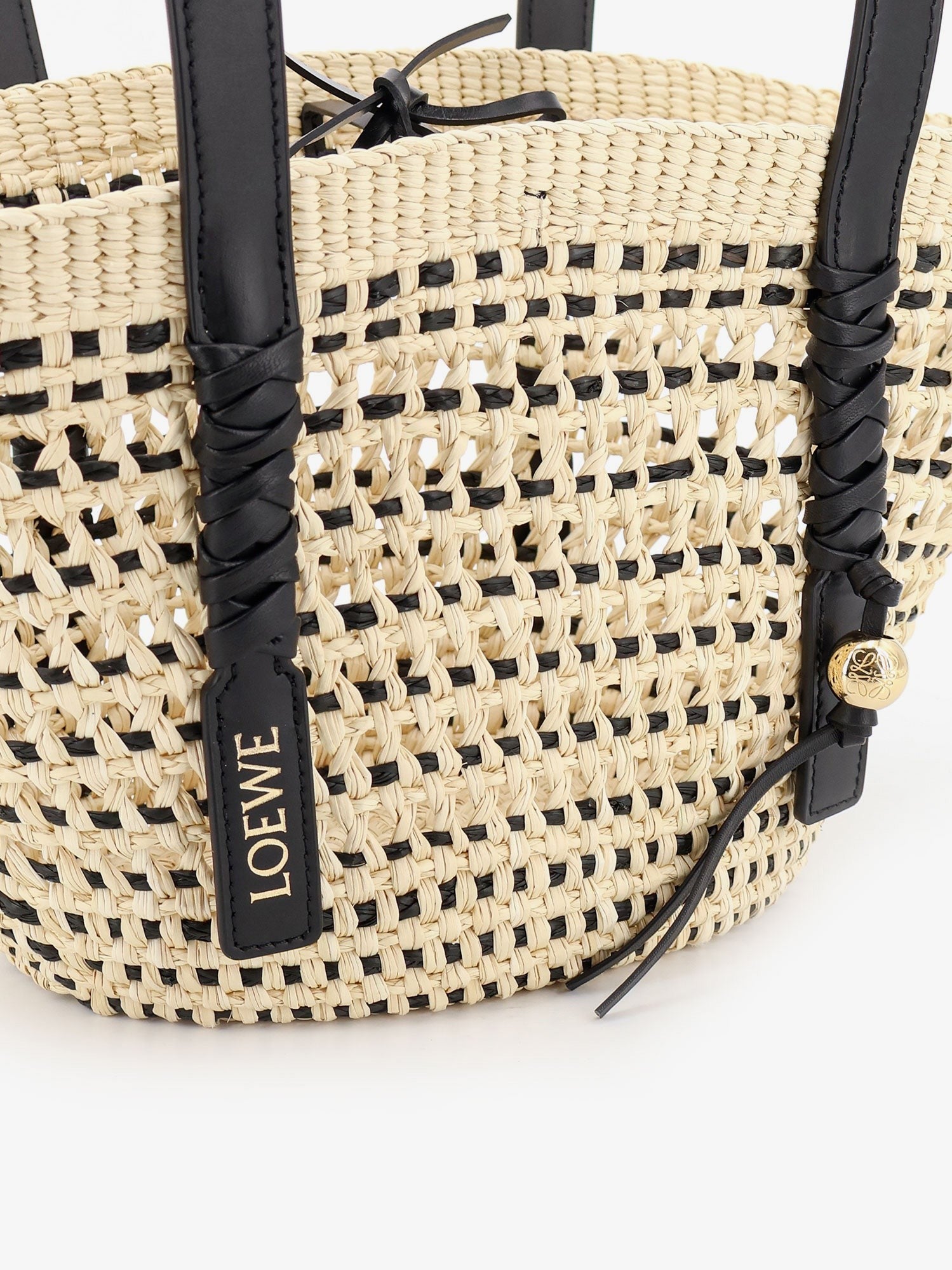 Loewe Women's Paulas Ibiza Braid Basket Small Iraca Palm Leaf Shoulder Bag Black
