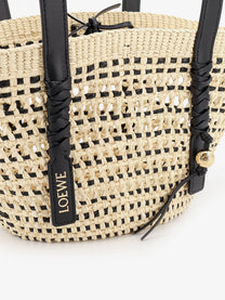 Loewe Women's Paulas Ibiza Braid Basket Small Iraca Palm Leaf Shoulder Bag Black