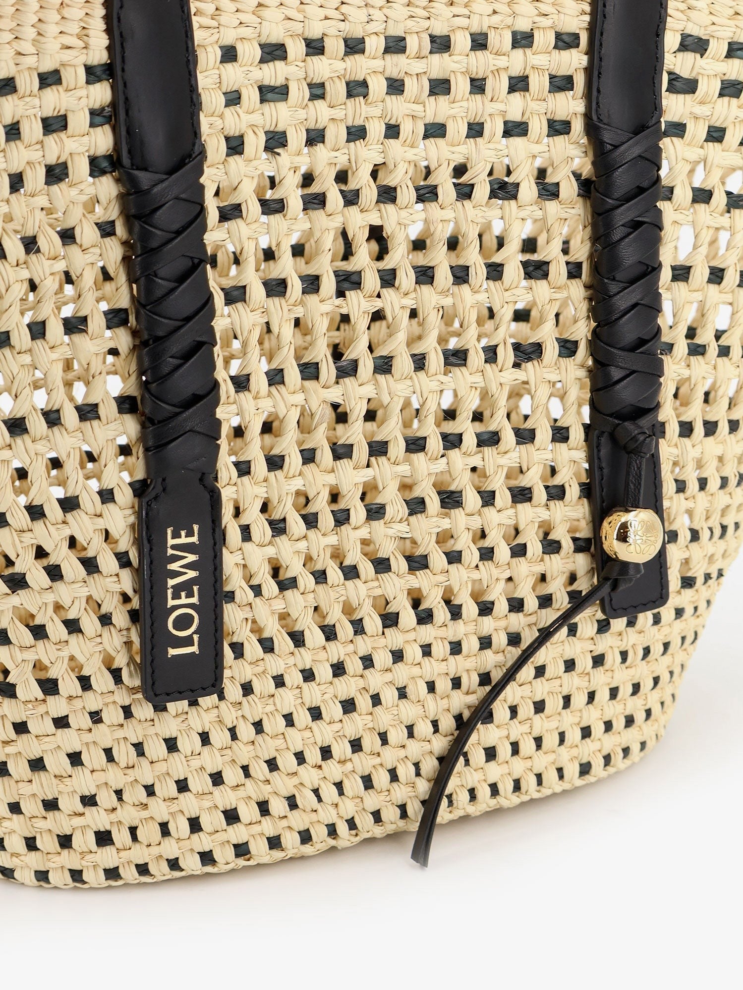 Loewe Women's Paulas Ibiza Braid Raffia and Leather Shoulder Bag Black