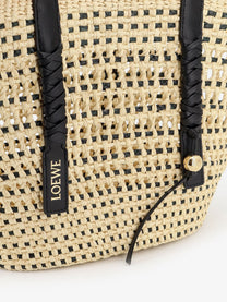 Loewe Women's Paulas Ibiza Braid Raffia and Leather Shoulder Bag Black