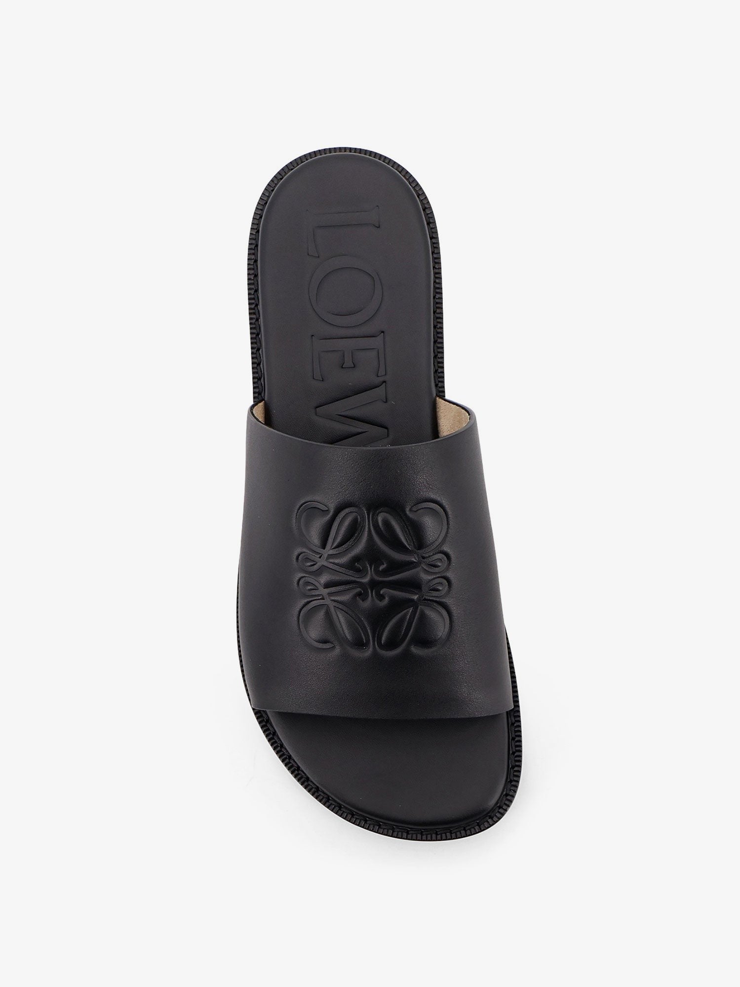 Loewe Men's Paulas Ibiza Flex Anagram Leather Sandals Black